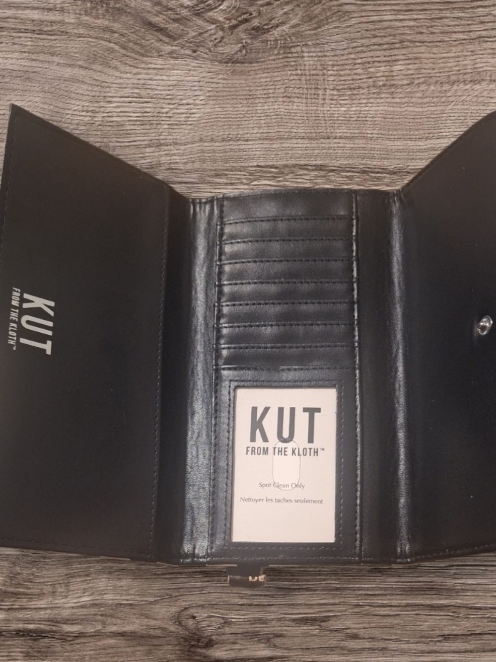 Kut from the Kloth Black Trifold Wallet with ID Window